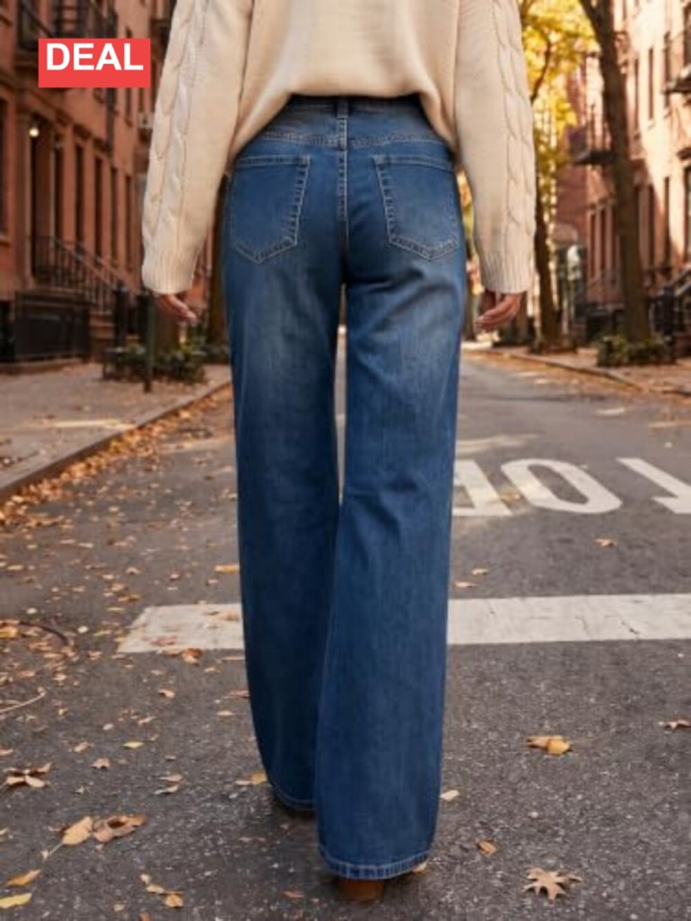 High Waisted Flare Jeans Stretchy Wide Leg Denim Pants - Picture 5 of 6